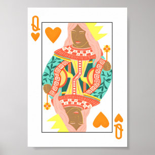 Poster Queen of Hearts Modern Playing Card Art