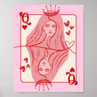 Queen of Hearts Red and Pink Preppy Art
