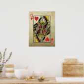 Poster Queen of Hearts Vintage Style Playing Cartes (Cuisine)