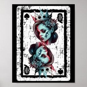 Poster Queen Of Spades Carte gothique Jeu Halloween Dépla