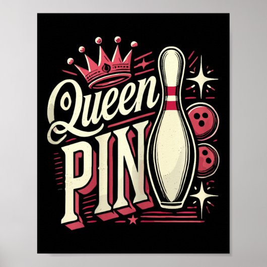 Poster Queen Pin Shirt Bowler Bowling League For Bowling  (Devant)