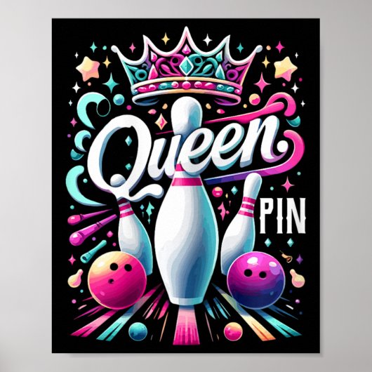 Poster Queen Pin Shirt Bowler Bowling League For Bowling (Devant)