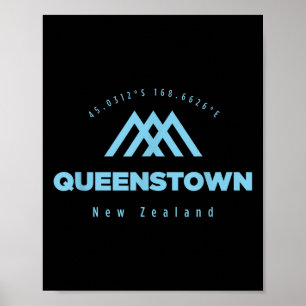 Poster Queenstown Mountain Vacation Ski Nouvelle-Zélande
