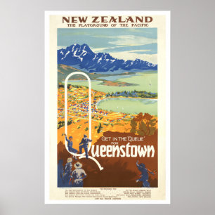 Poster Queenstown, Nouvelle-Zélande ~ Vintage voyage