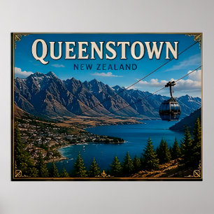Poster 🧲 Queenstown Nouvelle-Zélande Voyage Souvenir Pou