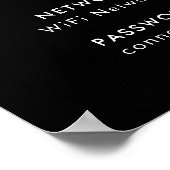 Poster Quel est le code WiFi ? | Mot de passe réseau noir (Coin)