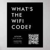 Poster Quel est le code WiFi ? | Mot de passe réseau noir (Devant)