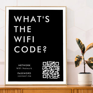 Poster Quel est le code WiFi ?   Mot de passe réseau noir