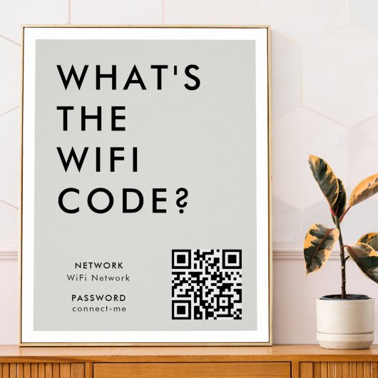 Poster Quel est le code WiFi ? | Réseau Wifi QR Code gris