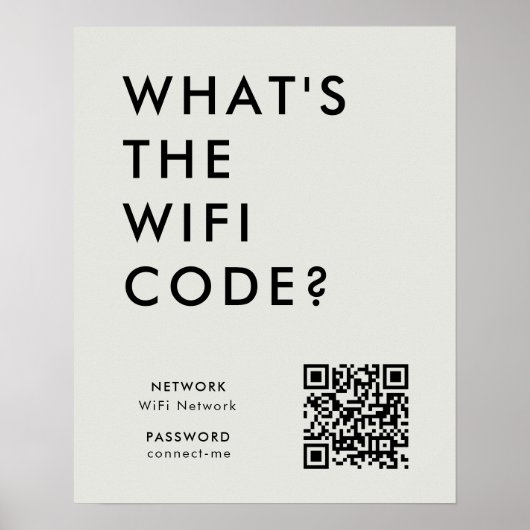 Poster Quel est le code WiFi ? | Réseau Wifi QR Code gris (Devant)
