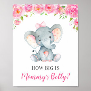 Poster Quelle taille est le jeu de Baby shower Belly Elep