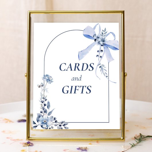 Poster Quelque chose Blue Floral Bow Arch Cartes & Cadeau