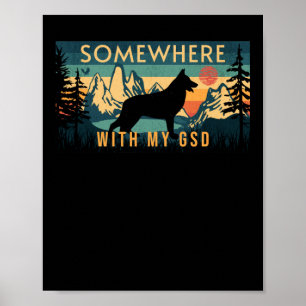 Poster Quelque Part Avec Mon Gsd Berger Allemand Vintage