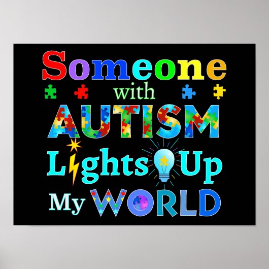 Poster Quelqu'un avec AUTISM éclaire mon monde (Devant)