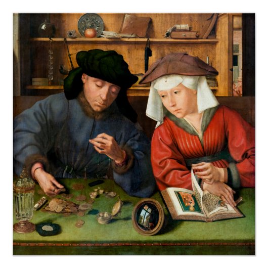 Poster Quentin Matsys - Le Moneylender et sa femme (Devant)