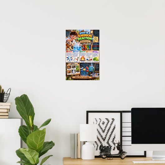Poster Qu'est-ce qu'une réaction chimique (Bureau à domicile)