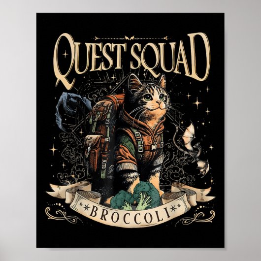 Poster Quest Imaginaire Squad Broccoli Kitten Chat drôle (Devant)
