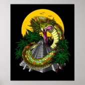 Poster Quetzalcoatl Aztec Dieu Maya Pyramide serpent (Devant)