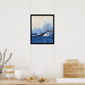 Poster Queue de baleine bleue et crème et toile d'art mar (Cuisine)