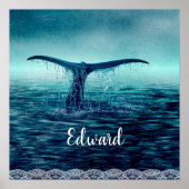 Poster Queue de baleines au-dessus de l'océan Custom (Devant)