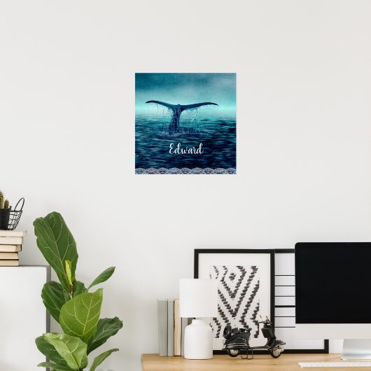 Poster Queue de baleines au-dessus de l'océan Custom (Bureau à domicile)