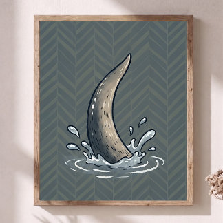 Poster Queue de loutre mignonne Art de nurserie Chevron S