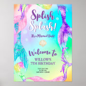 Poster Queues de sirène de plage Anniversaire de enfant b (Devant)