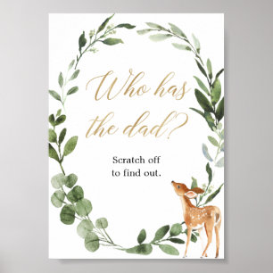 Poster Qui a le jeu papa cerf verdure or