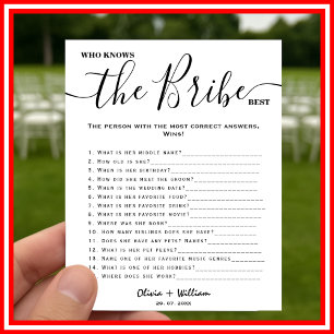 Poster Qui Connaît La Mariée Meilleur Jeu De Mariage Élég