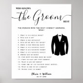 Poster Qui Connaît Le Groom Meilleur Jeu De Mariage Éléga (Devant)