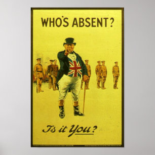 Poster Qui est Absent ? C'est toi ? Poste de recrutement 