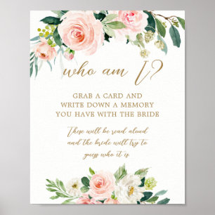 Poster Qui suis-je Partagez un souvenir avec la mariée pa