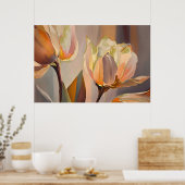 Poster Quiet Bloom – Abstract Tulips In Soft Gold (Cuisine)