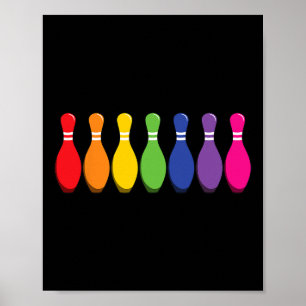 Poster Quilles de quilleur Bowling arc-en-ciel Fierté Lgb