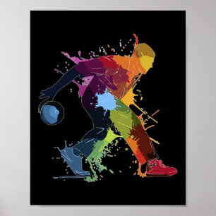 Poster Quilles Joueur de quilles éclaboussure de peinture