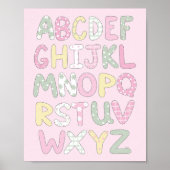 Poster Quilt Art Print Set: Alphabet on Pink Background (Devant)