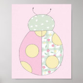Poster Quilt Art Print Set: Ladybug on Pink Background (Devant)