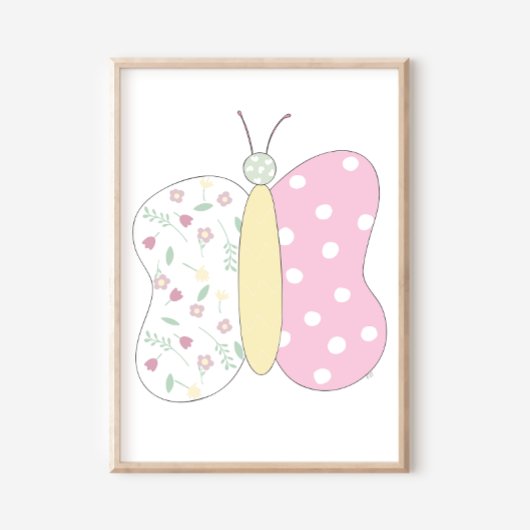 Poster Quilted Butterfly Art Print on White Background