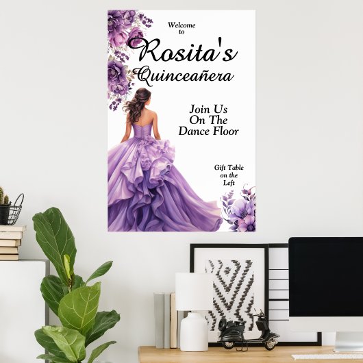 Poster Quinceañera 15 ans (Bureau à domicile)