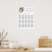 Poster Quinceanera 15e Anniversaire Floral Seating Chart (Cuisine)