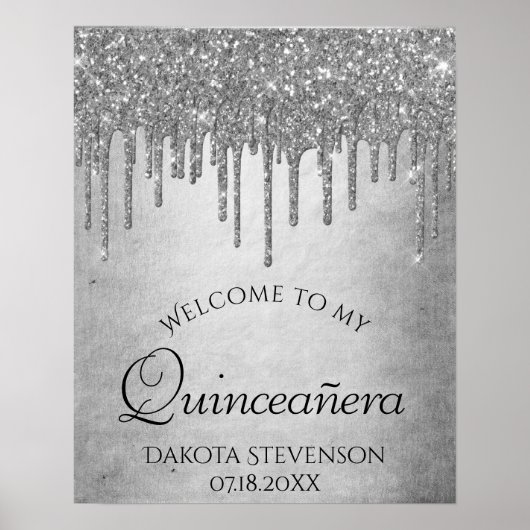 Poster Quinceanera à goutte d'étincelle | Glacage en diam (Devant)