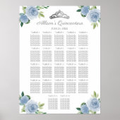 Poster Quinceanera Argent Tiara Blue Floral Seins Graphiq (Devant)