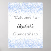Poster Quinceanera bleu blanc parties scintillant bienven (Devant)