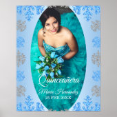 Poster Quinceañera Ice Blue Silver Winter Snowflake (Devant)