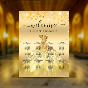 Poster Quinceanera or robe fleurs assise