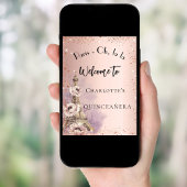 Poster Quinceanera Paris tour eiffel or rose bienvenue