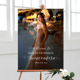 Poster Quinceanera photo signe de bienvenue élégant calli