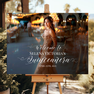 Poster Quinceanera photo signe de bienvenue élégant calli