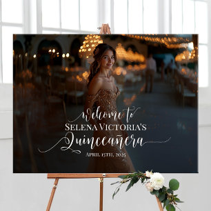 Poster Quinceanera photo signe de bienvenue élégant calli
