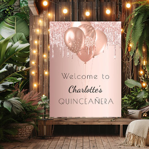 Poster Quinceanera rose or blush parties scintillant bien